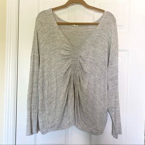 Skylar & Jade Heather Gray Drape Ruched Shirt Top